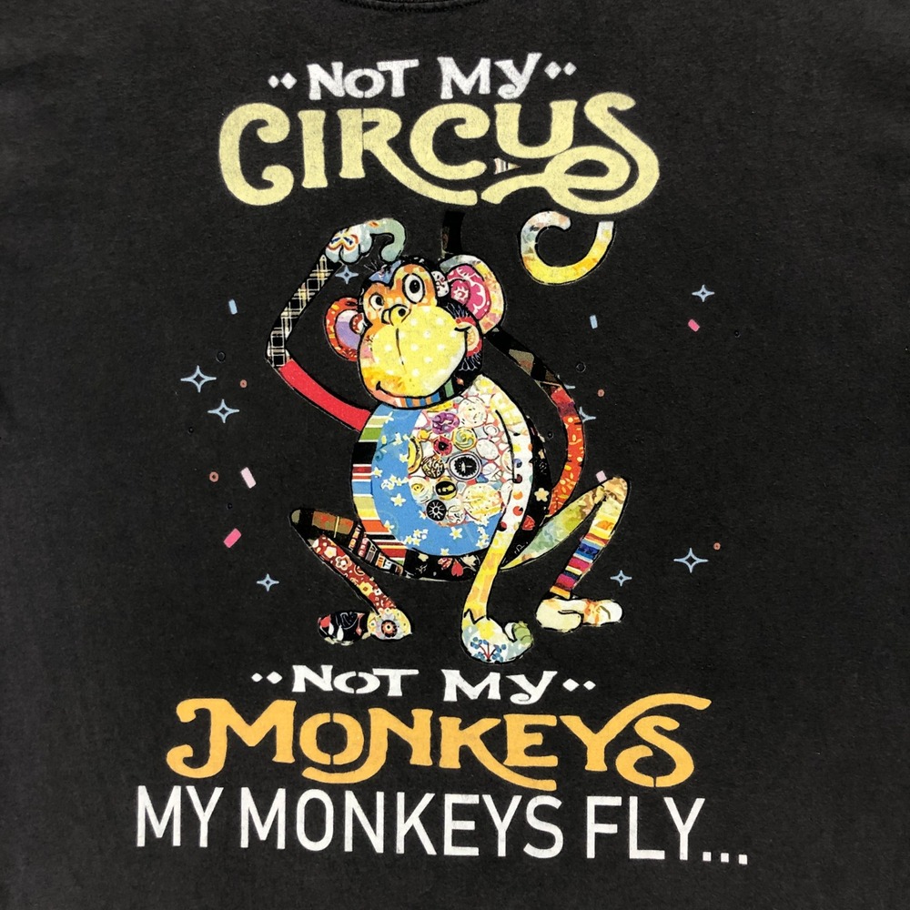 Hanes Not My Circus Not My Monkeys Graphic Tee Black Large Short Sleeve T-Shirt - Picture 4 of 8